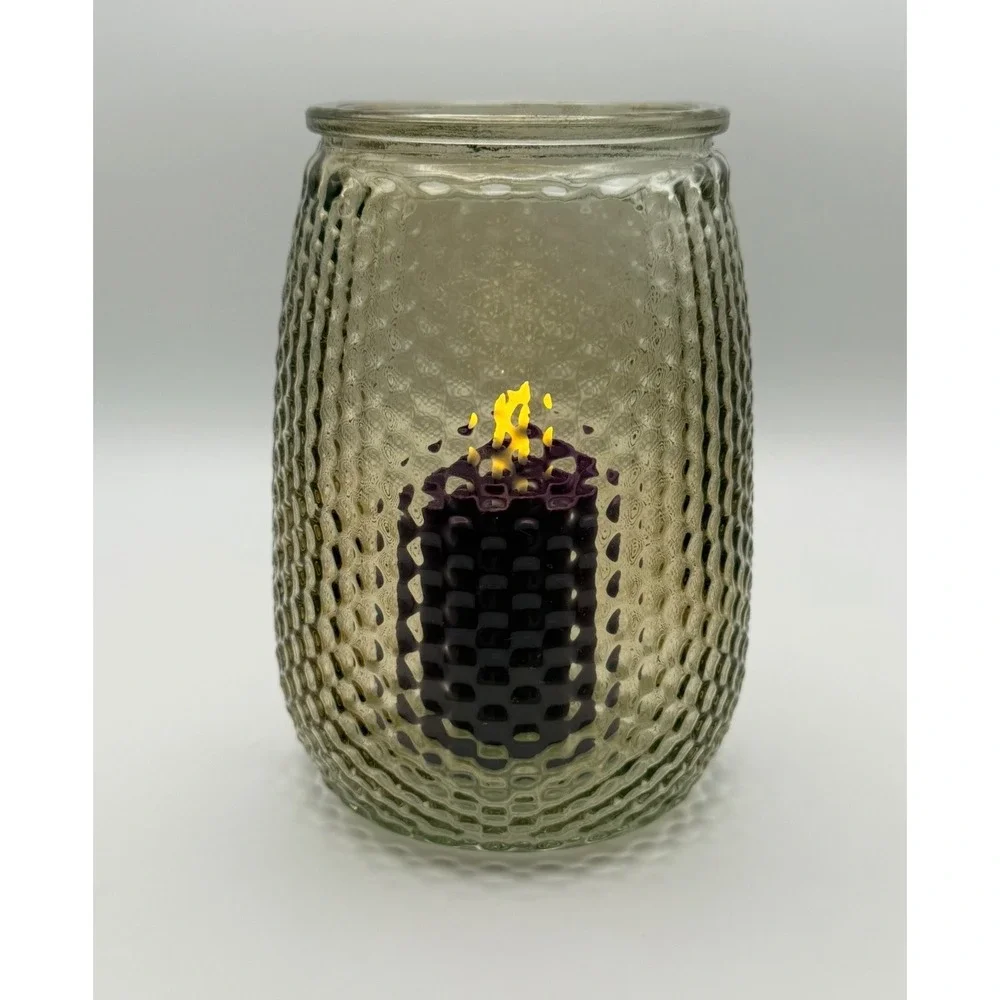 Smoky Grey Hobnail Glass Hurricane Candle Holder Textured Honeycomb Vase
